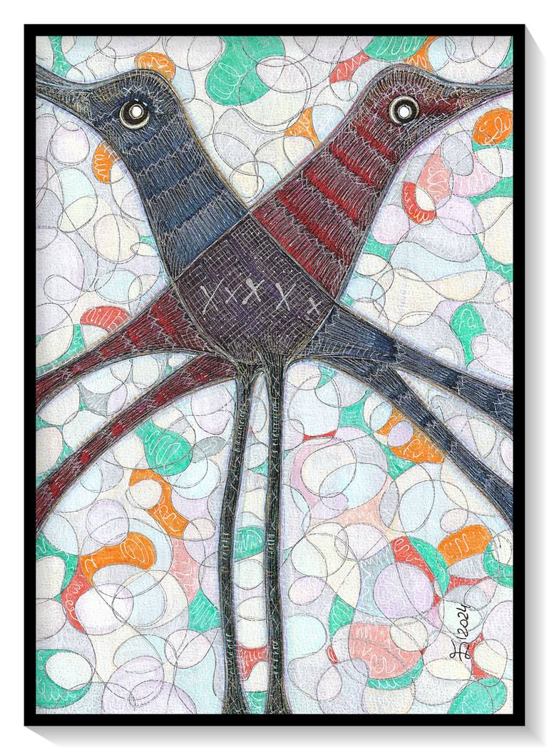 Original Abstract Animal Drawing by Ewa Dura