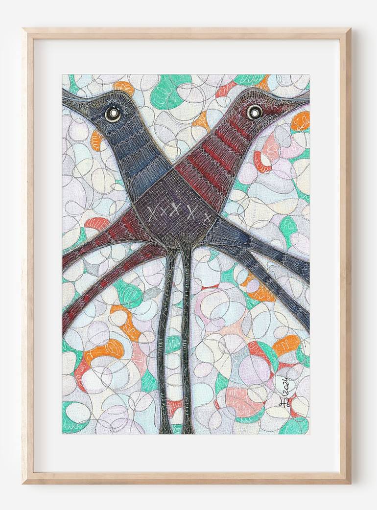Original Abstract Animal Drawing by Ewa Dura