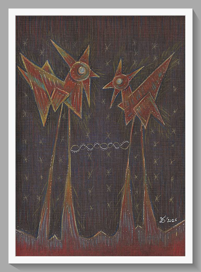 Original Abstract Animal Drawing by Ewa Dura
