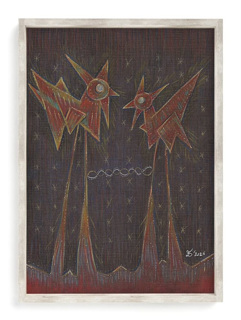 Original Abstract Animal Drawing by Ewa Dura