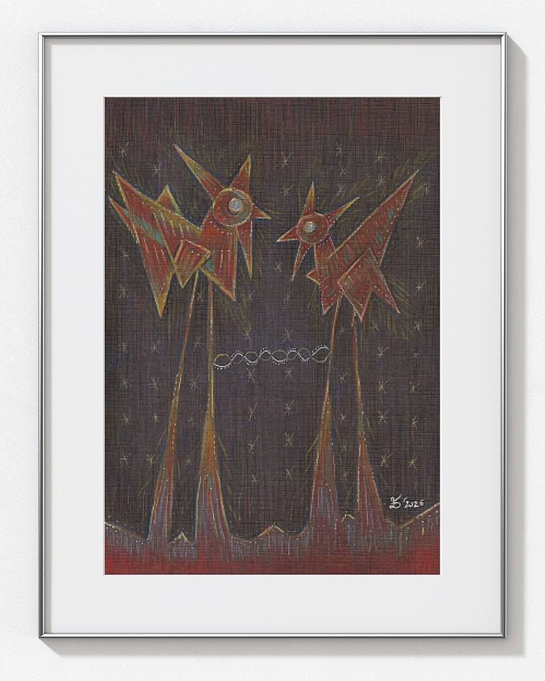 Original Abstract Animal Drawing by Ewa Dura