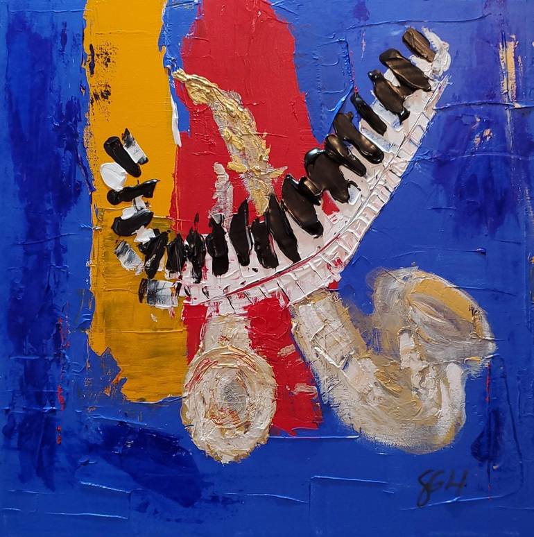 Jazz Trio -acrylic on canvas 16x16 Painting by S Gordon Harwood