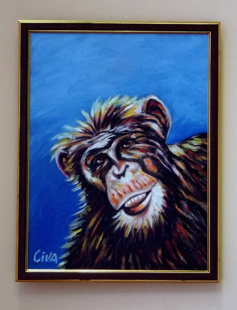 Chimpanzee portrait (chimp 13) Painting by Dan Civa Saatchi Art
