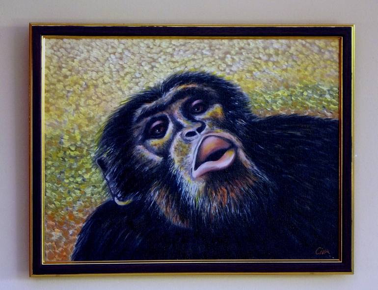 Chimpanzee portrait (chimp 5) Painting by Dan Civa Saatchi Art