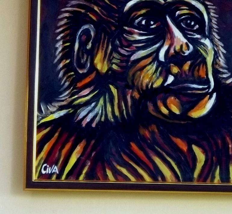 Chimpanzee portrait (chimp 6) Painting by Dan Civa Saatchi Art