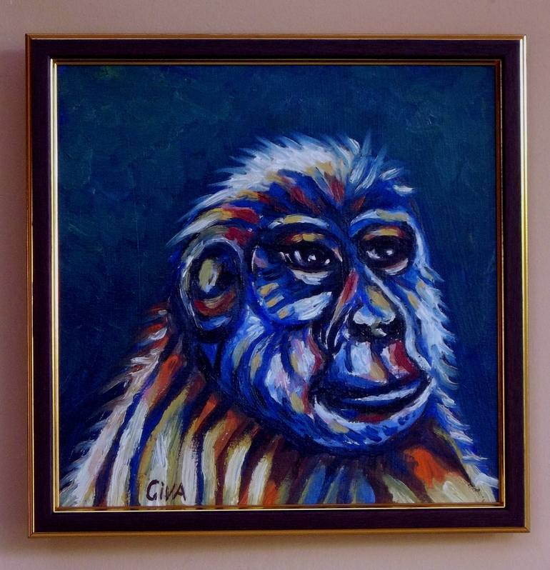 Chimpanzee portrait (chimp 8) Painting by Dan Civa Saatchi Art