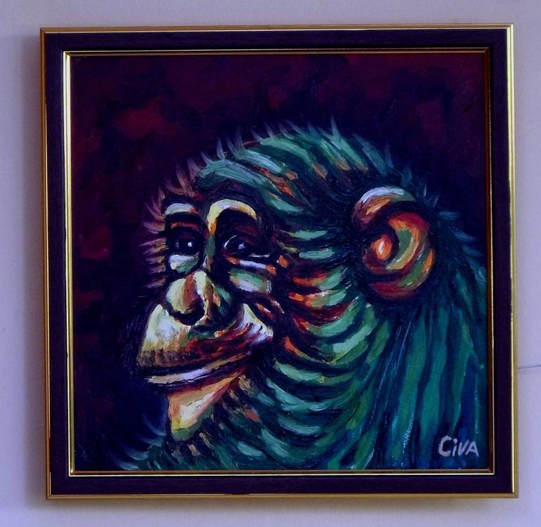 Chimpanzee portrait (chimp 9) Painting by Dan Civa Saatchi Art