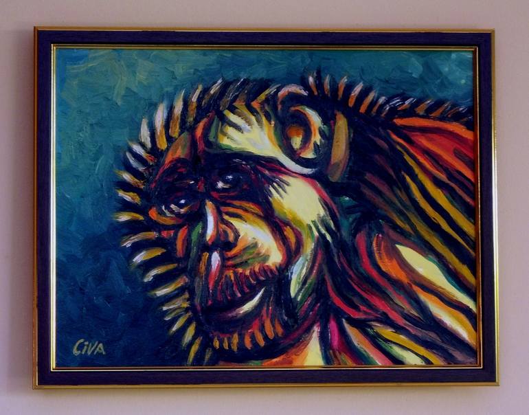 Chimpanzee portrait (chimp 10) Painting by Dan Civa Saatchi Art