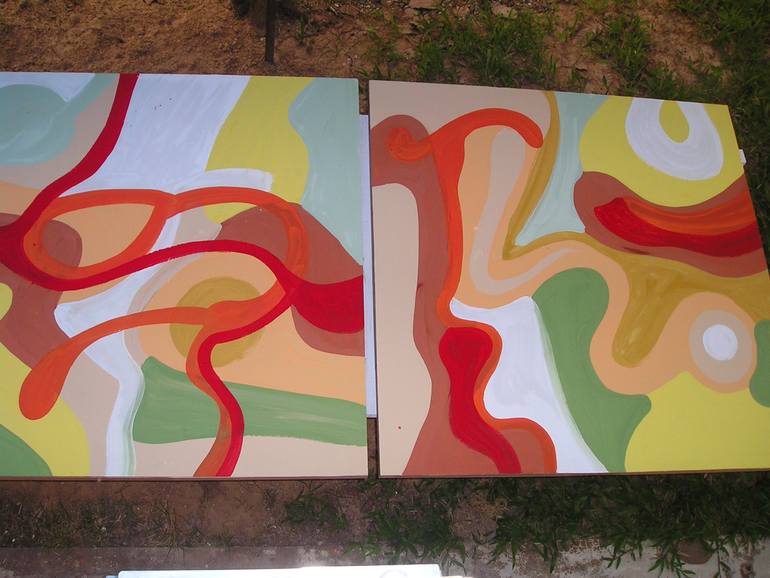 Original Art Deco Abstract Painting by Dan Civa