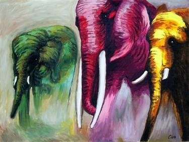Coloured elephants (2016 no. 15) thumb