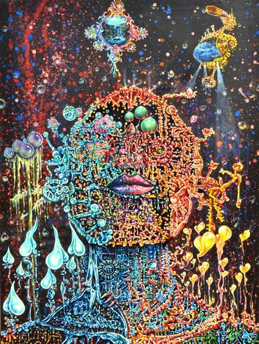 Original Figurative Outer Space Paintings by Andy Neuro