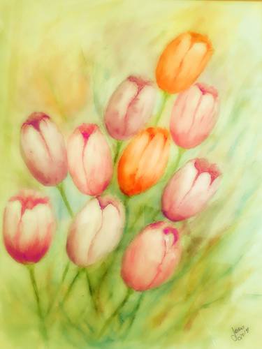 Orange and rose tulips thumb