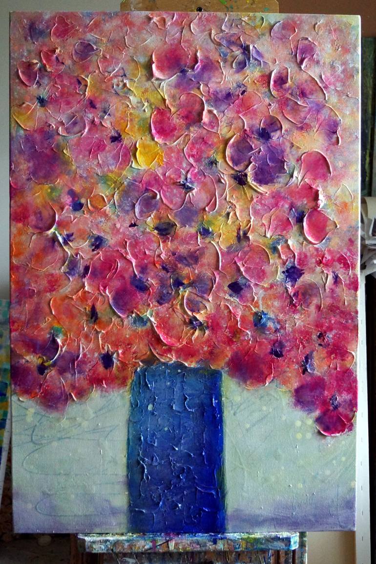 Original Abstract Floral Painting by Luiza Vizoli