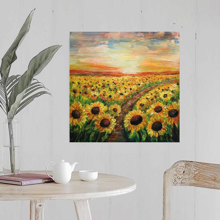 FLOWERS in the MORNING Mist Palette Knife Oil Artwork on Canvas by Luiza  Vizoli Made to Order 