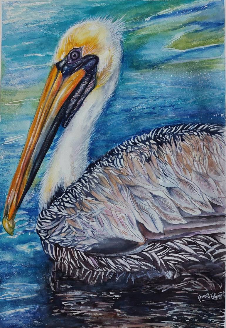 The Majesty - Pelican Painting by Parul Bhagat | Saatchi Art