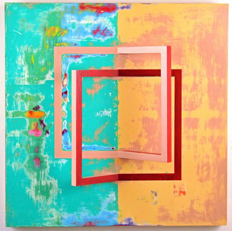 Original Abstract Geometric Painting by Pablo Alfredo de la Peña