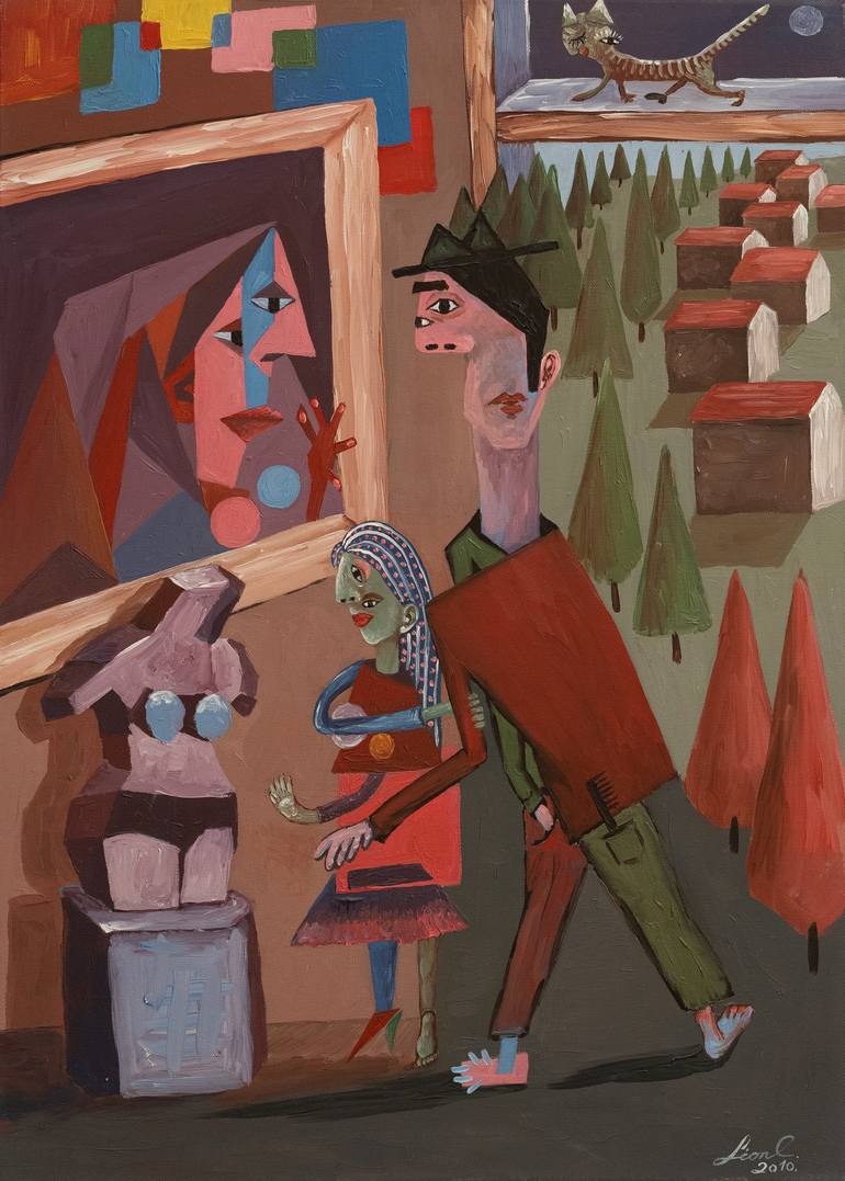 Original Cubism People Paintings by Lion Ebergard