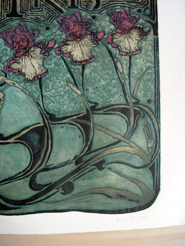 Original Art Deco Botanic Printmaking by TRAFIC D'ART