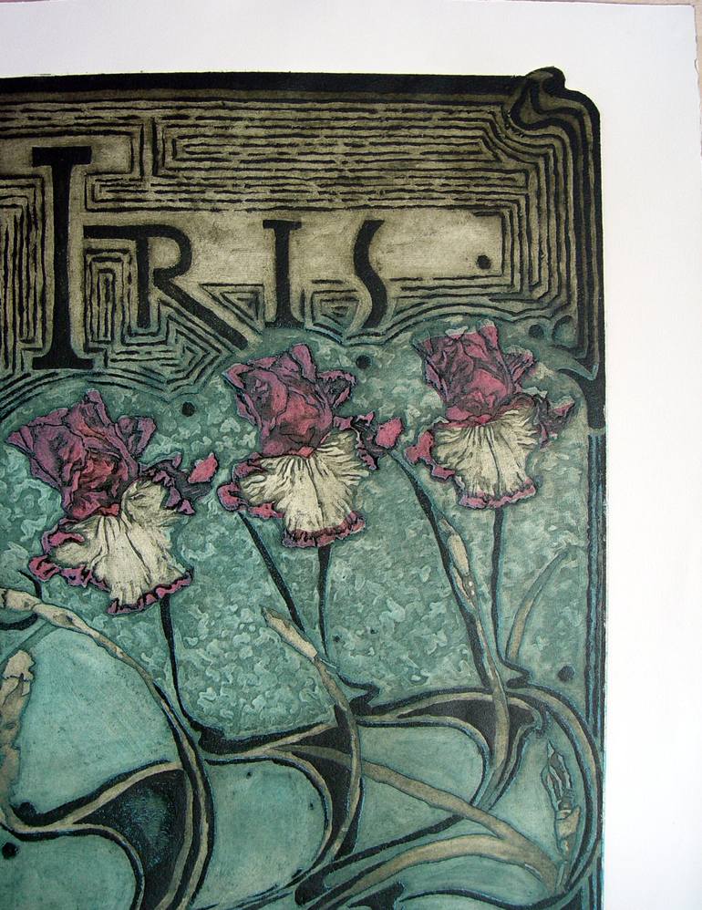 Original Art Deco Botanic Printmaking by Trafic D'Art