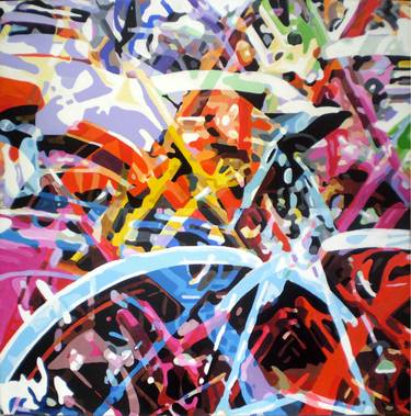 Original Cubism Bicycle Paintings by TRAFIC D'ART