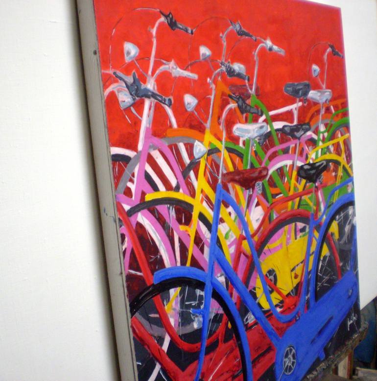 Original Pop Art Bicycle Painting by TRAFIC D'ART