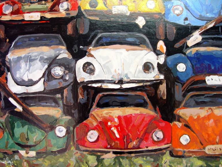 Original Pop Art Car Painting by TRAFIC D'ART