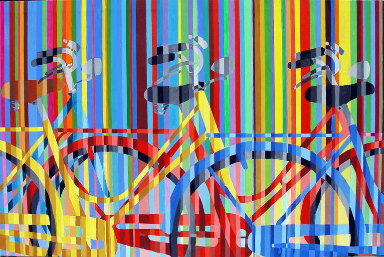 Original Bicycle Painting by TRAFIC D'ART