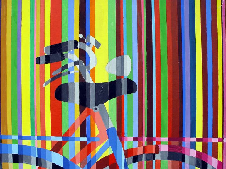 Original Pop Art Bicycle Painting by TRAFIC D'ART