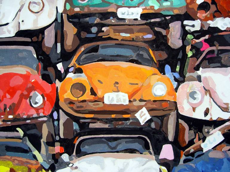 Original Impressionism Automobile Painting by TRAFIC D'ART