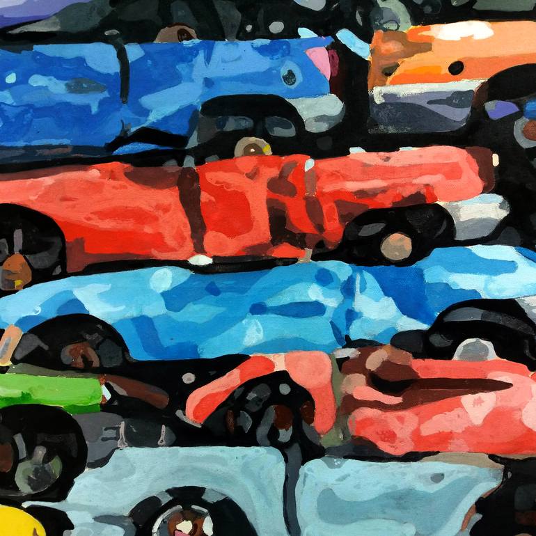 Original Impressionism Automobile Painting by TRAFIC D'ART