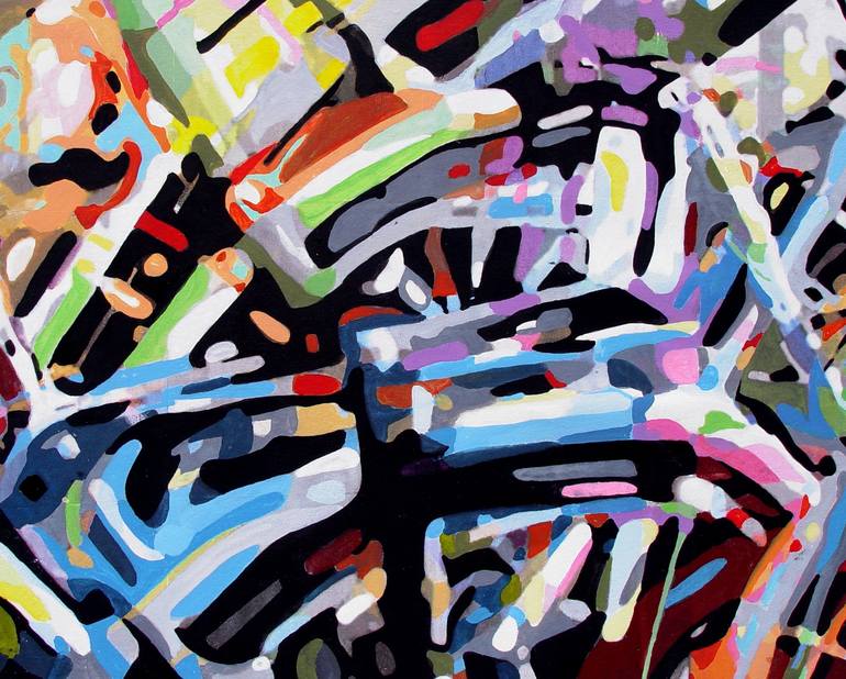 Original Abstract Bike Painting by TRAFIC D'ART