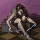 Line tying her foot by Jan Esmann