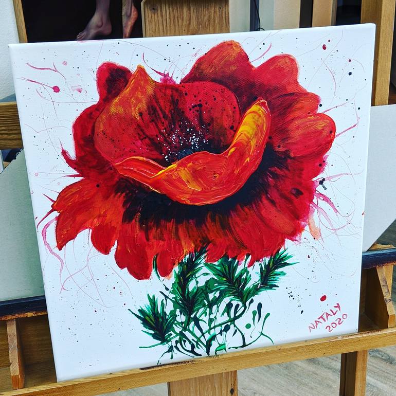 The red poppy Painting by Natasha Shagin | Saatchi Art