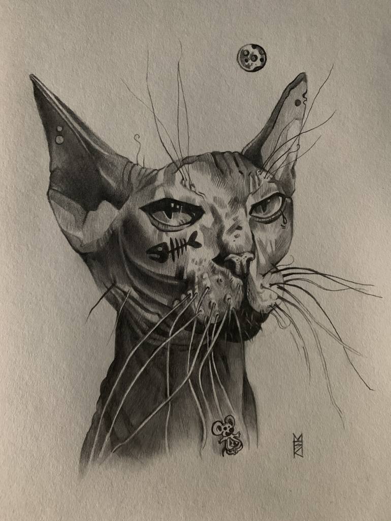 cat in law Drawing by Mikhail Zaporozhchenko | Saatchi Art