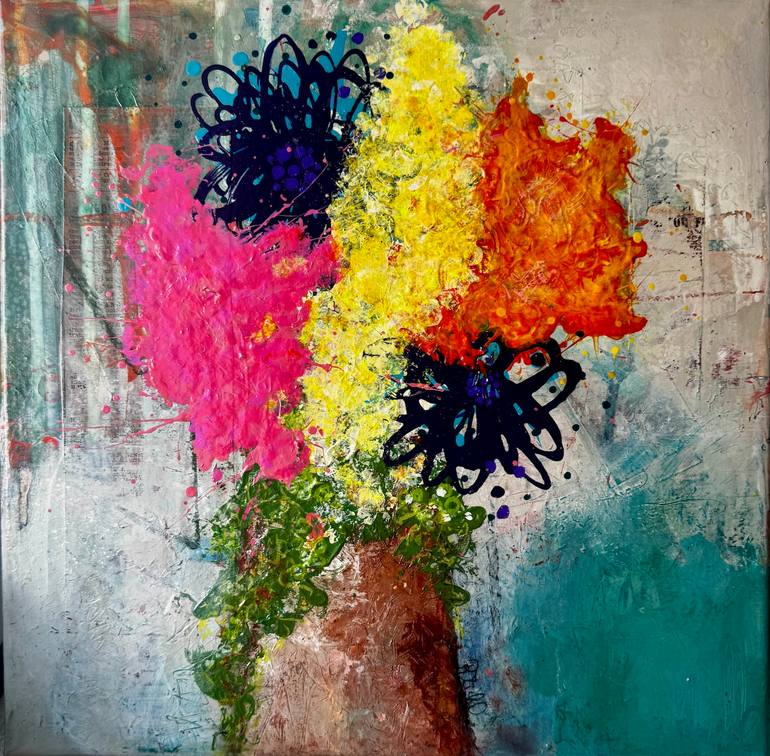 Original Floral Painting by Rosemary Michel | Abstract Expressionism Art on Canvas | Spring Fling