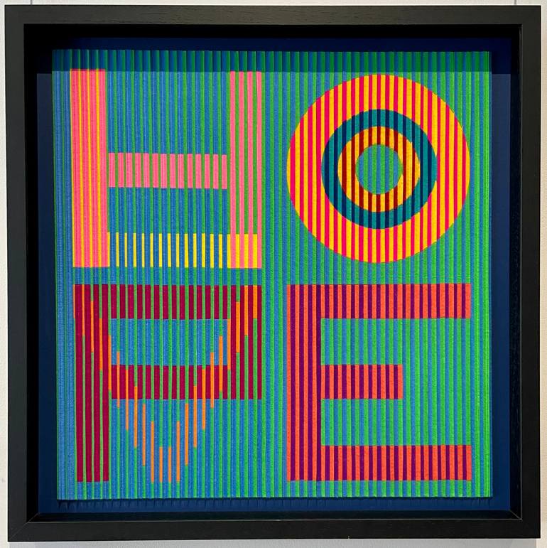 Original Op Art Geometric Mixed Media by Sena Shah