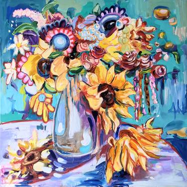 Original Abstract Expressionism Floral Paintings by Montina Hussey