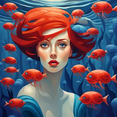 Original Cubism Fish Digital by Elena Pitermann