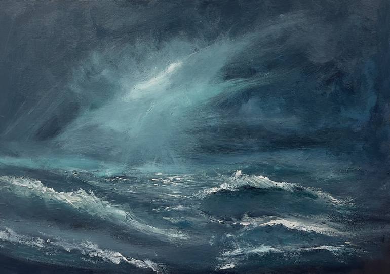Print of Impressionism Seascape Paintings by Antonino Siragusa