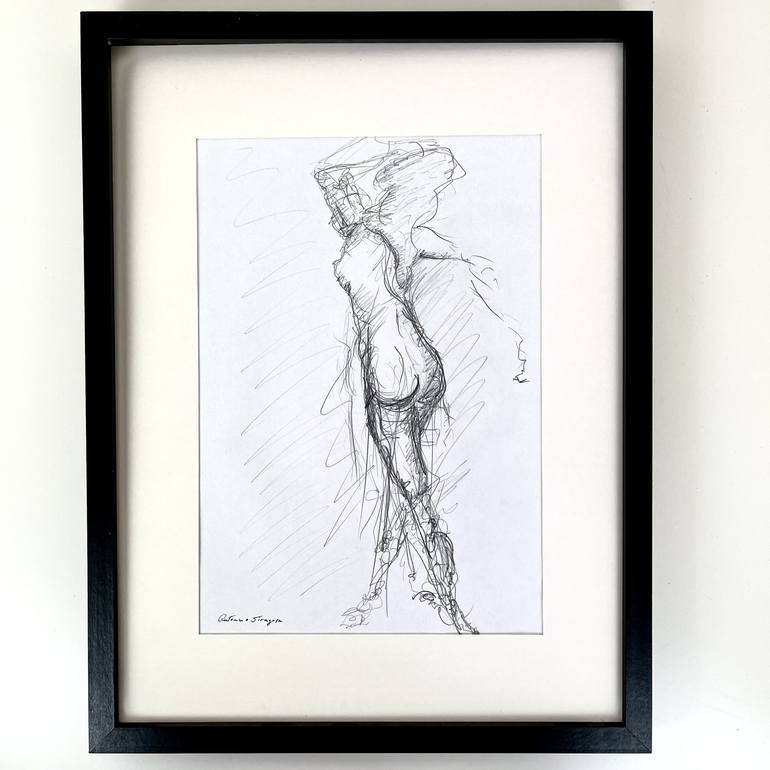 Original Female Figure Drawing Original Pencil Sketch Female