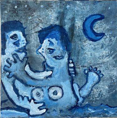 Lovers in the sea by night thumb