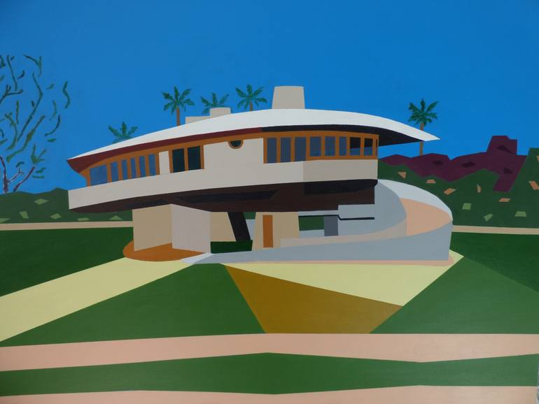 Original Architecture Painting by Anthony Moss | Modernism Art on Canvas | The Spiral House - Modernism 21