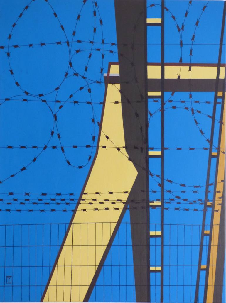 Original Architecture Painting by Anthony Moss | Symbolism Art on Canvas | Keep Out
