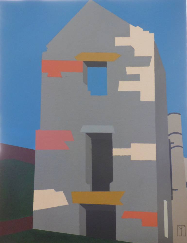 Original Architecture Painting by Anthony Moss | Contemporary Art on Canvas | Cornish Tin 4