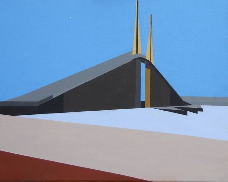 Original Architecture Painting by Anthony Moss | Other Art on Canvas | The Sunshine Skyway Bridge