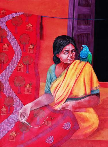 Original Figurative Love Paintings by PRASENJIT NATH