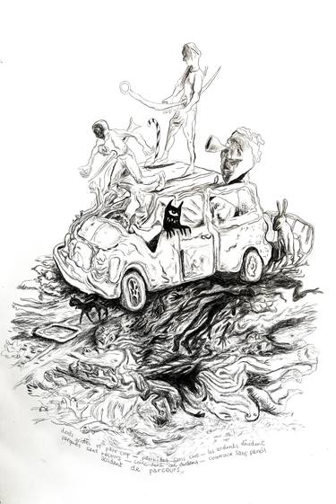 Print of Figurative Car Drawings by Sentier Assemblages