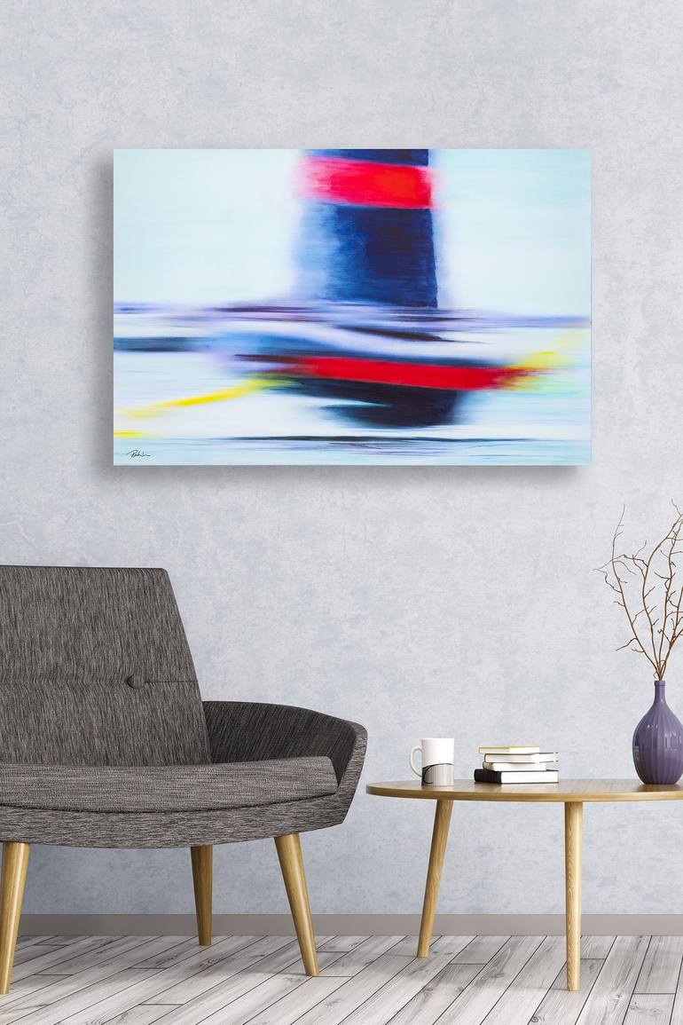 Original Abstract Sailboat Painting by Bruce Peebles