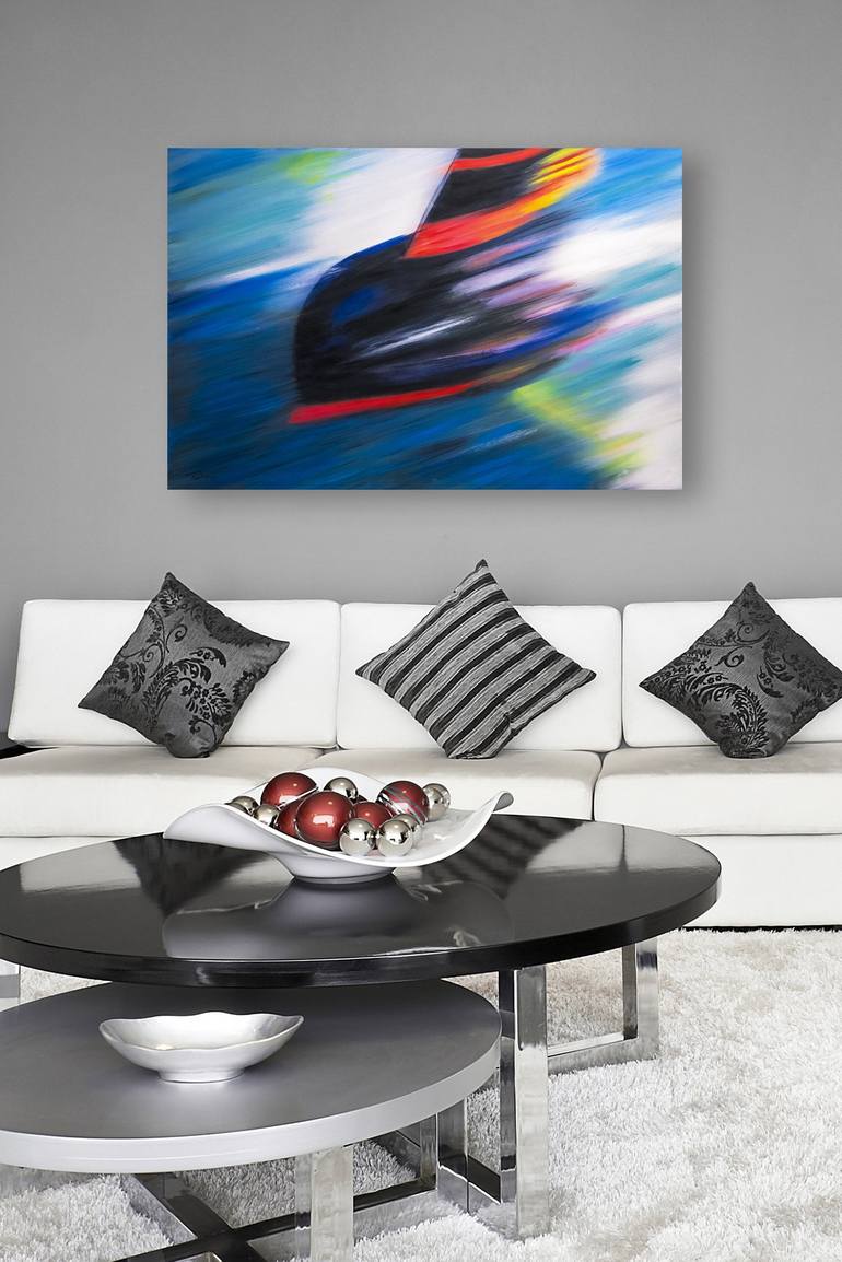 Original Abstract Yacht Painting by Bruce Peebles