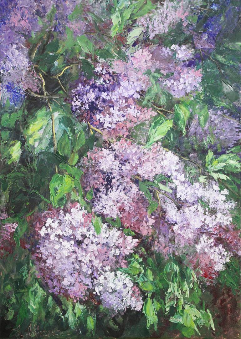 Purple lilac Painting by Elena Murtazin | Saatchi Art